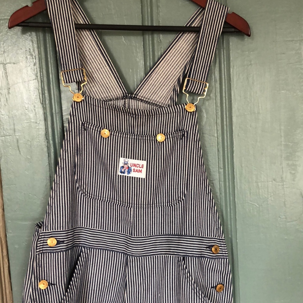 Striped Denim Overalls